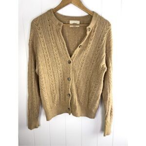 Wilfred Cozy Open Knit Soft Tan Grandma Cardigan Sweater Wool‎ Cashmere Blend XS